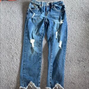 YMI Blue Distressed Jeans with Frayed Hem